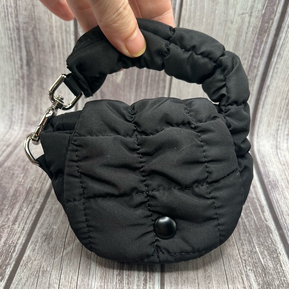 NEW Micro Mini Puffer Bag Charm Wristlet Clutch Puff Padded Quilted Black - Picture 9 of 16